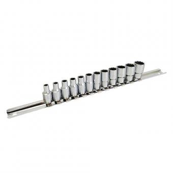 Набор головок на планке 12-гранные 1/4" 12 ед. 4-13 мм TOPTUL