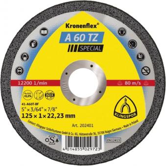 Отрезной круг Kronenflex Klingspor SPECIAL A60TZ 125x1x22,23/DOSE- мм