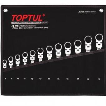 Набор ключей с трещоткой и шарниром комбинированных TOPTUL 12 ед. 8-19 мм в чехле